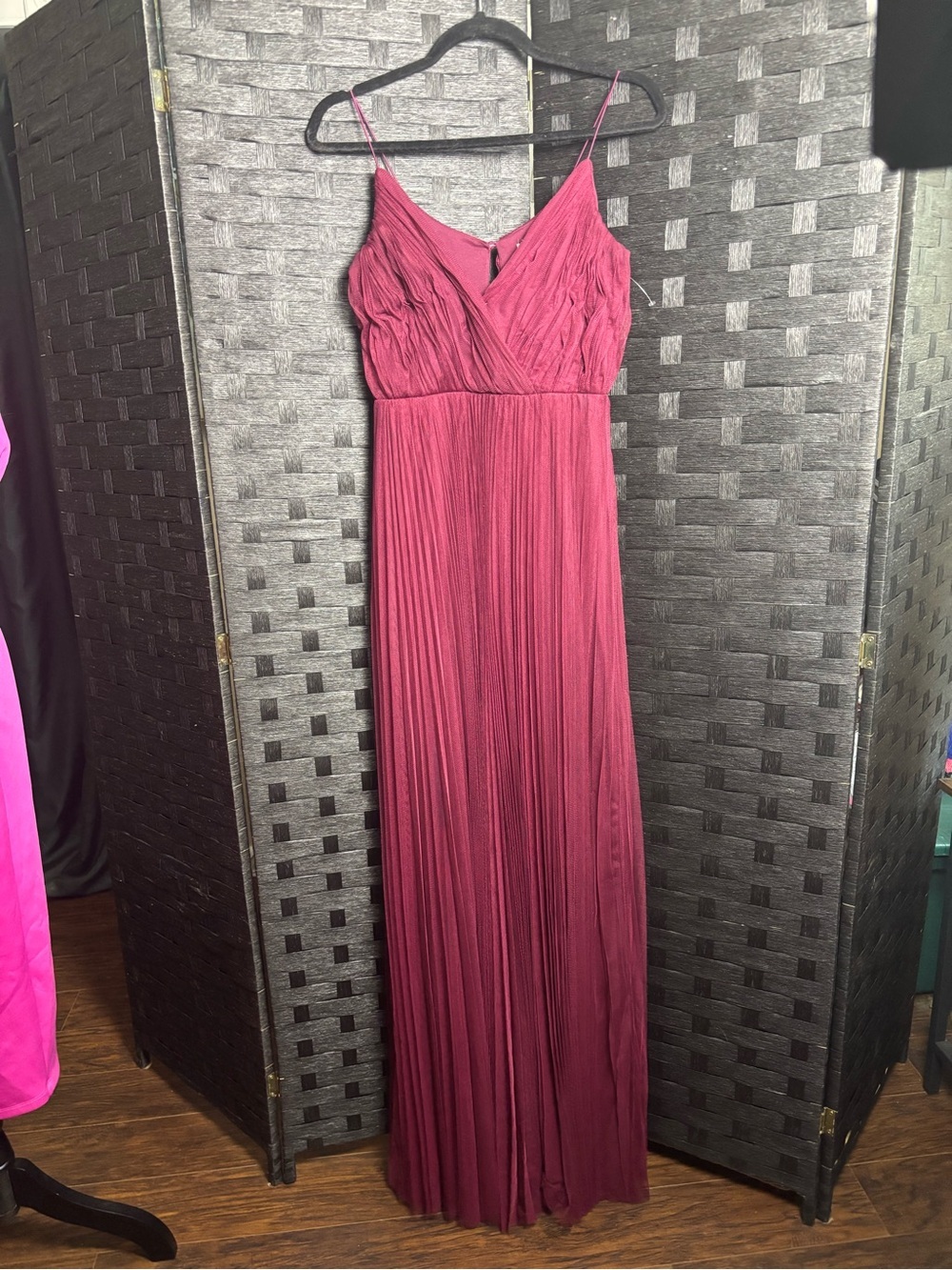 ASOS Burgundy Spaghetti-Strap Pleated Maxi Dress size 4